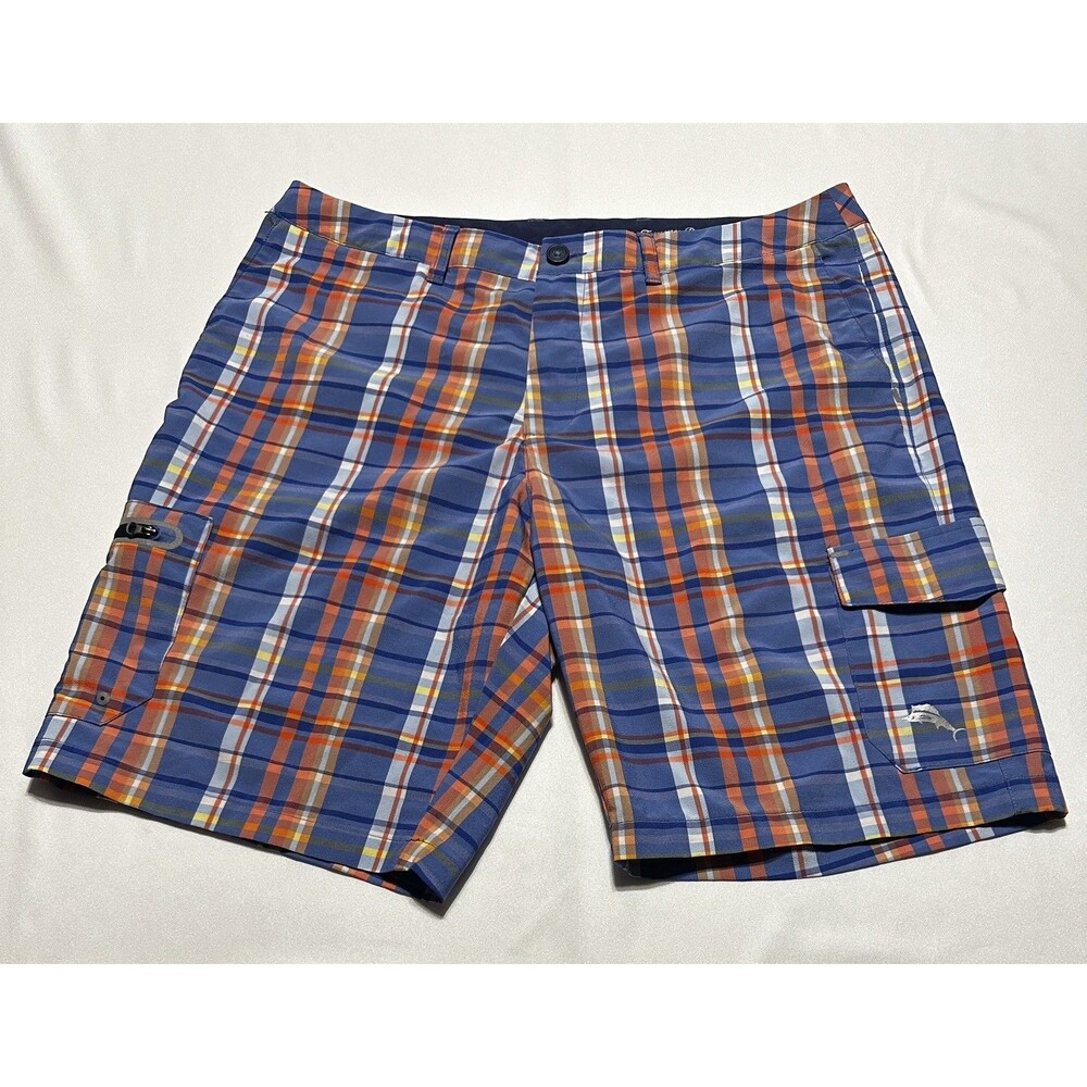 Tommy Bahama Shorts Plaid Island Active Performance Cargo Casual Preppy Men’s 35